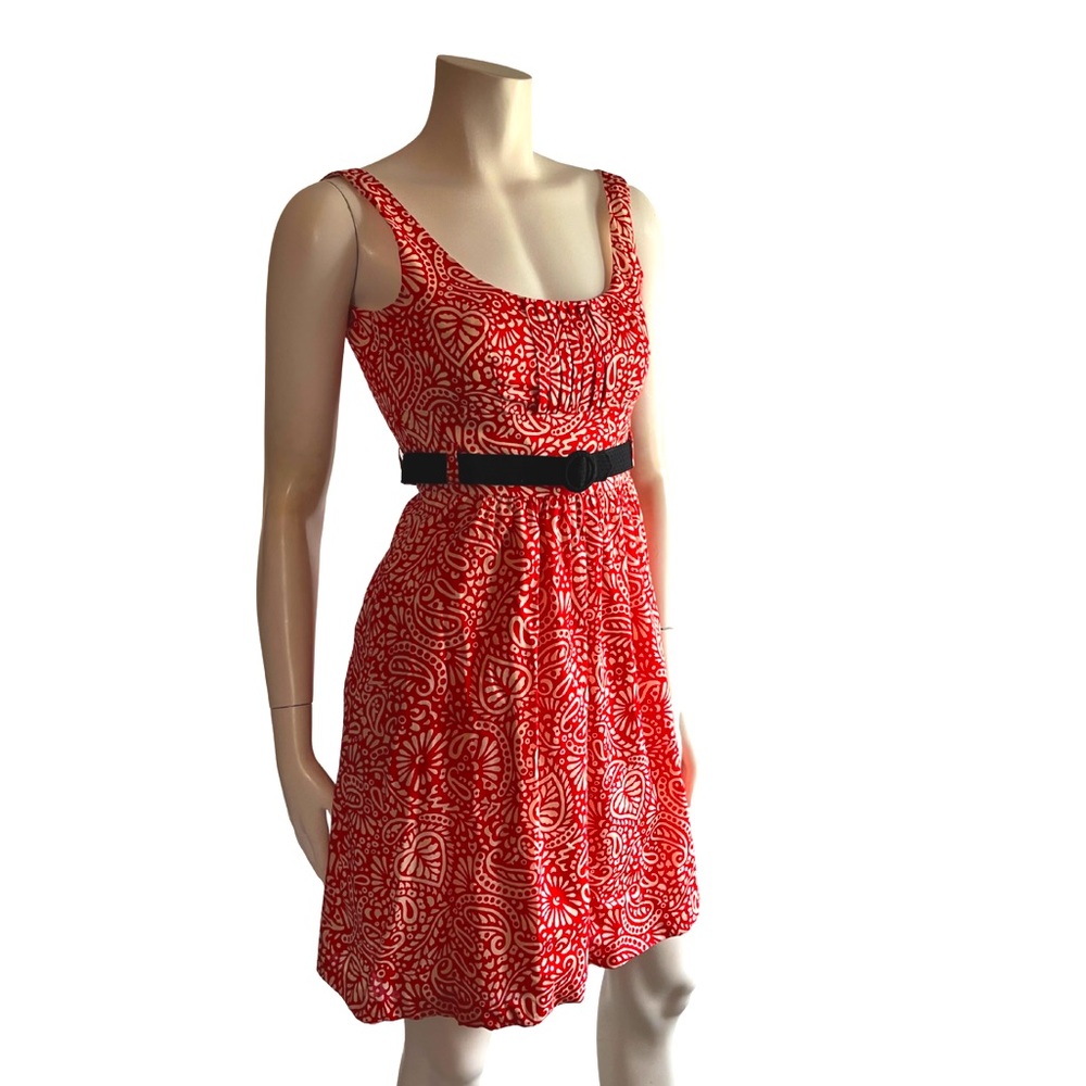Shoshanna cotton tank sundress. red + white print - size 0. Worn once. Like new